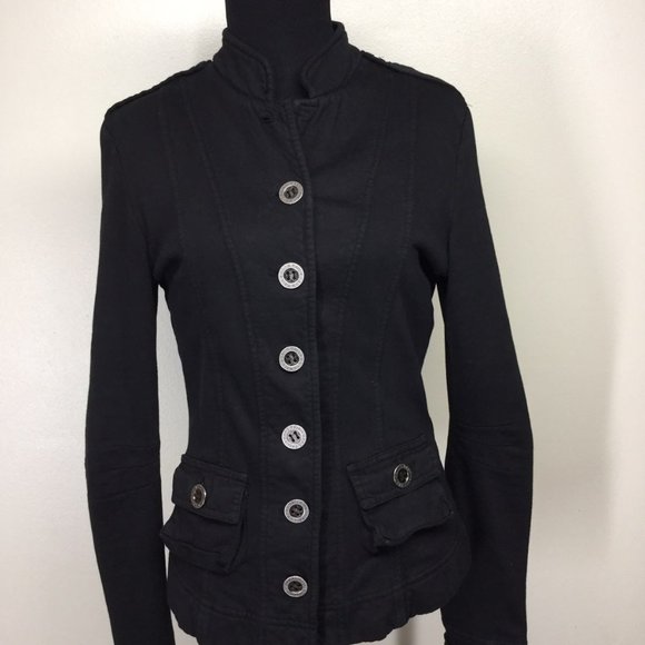 Hard Tail Vintage 90s Y2k Military Inspired Jersey Jacket Black Sz XS - Picture 3 of 5